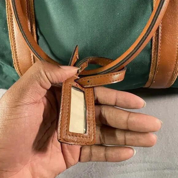 Vintage Ralph Lauren Polo Green Canvas Large Duffle Bag Weekend Travel Carry On - Picture 4 of 12
